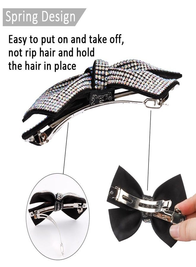 AHONEY Rhinestone Hair Accessories: Glitter Barrettes, Bling Hair Clips & Bows for Women, Girls - Holiday Gift (AB Silver) - Image 4